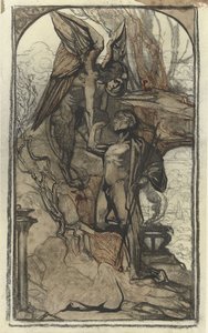 Ødipus og føniks, tegning av Johannes Josephus Aarts (1881 - 1934)